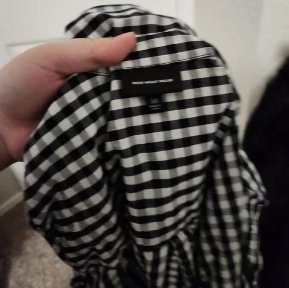 Who What Wear Black White Gingham Sleeveless Button Down Shirt Dress M - Picture 7 of 11